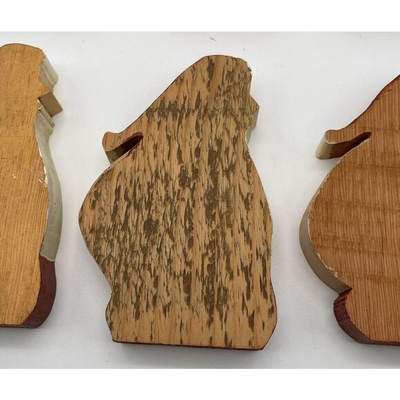 HANDMADE Santa Clause Set of 9 Christmas Decor Painted Carved Vintage Folk Art - Picture 9 of 10